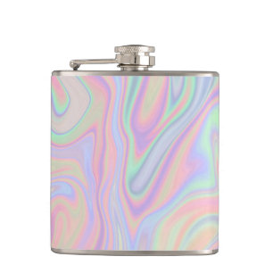 Abstract Liquid Iridescent  Pastel Color Design Flask
