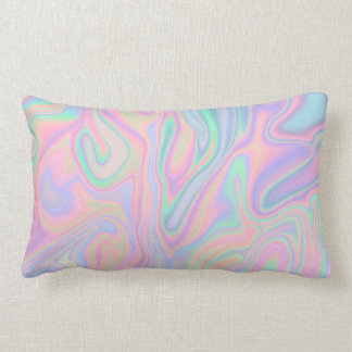 Abstract Liquid Iridescent Pastel Color Design Lumbar Pillow