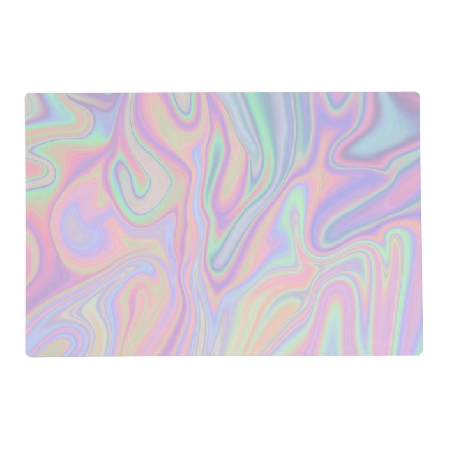 Abstract Liquid Iridescent  Pastel Color Design Placemat (Back)