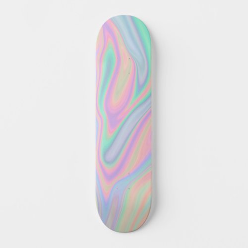 Abstract Liquid Iridescent  Pastel Color Design Skateboard