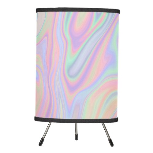 Abstract Liquid Iridescent  Pastel Color Design Tripod Lamp