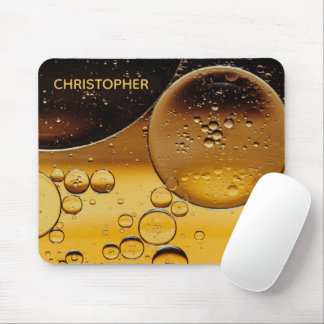 Abstract Liquid Macro Bubbles Add Your Name Gold Mouse Pad