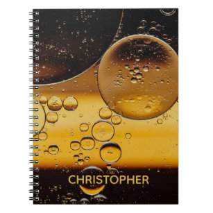 Abstract Liquid Macro Bubbles Add Your Name Gold Notebook