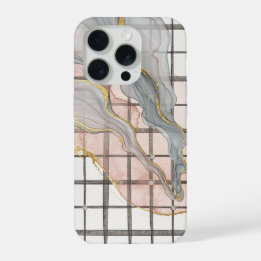Abstract Liquid Marble Grid Gold Pink Gray Case