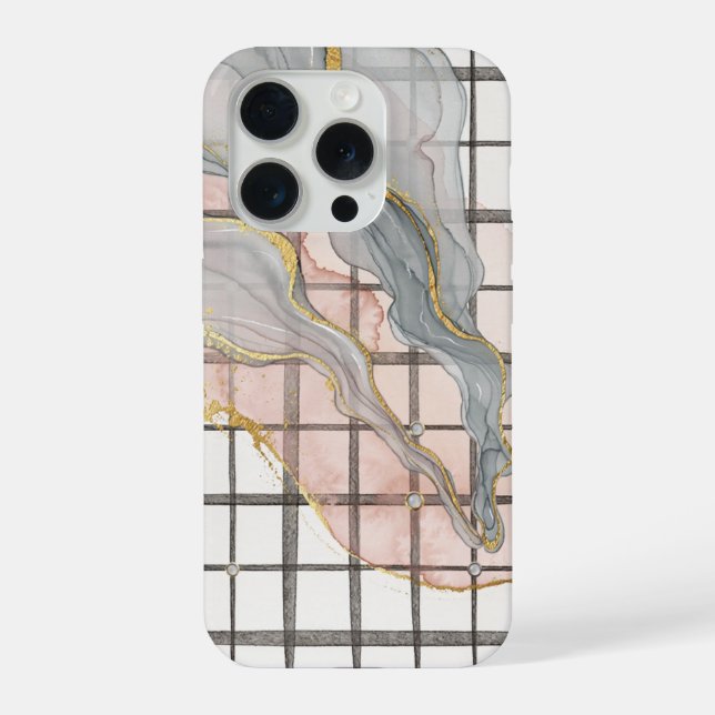 Abstract Liquid Marble Grid Gold Pink Gray Case (Back)