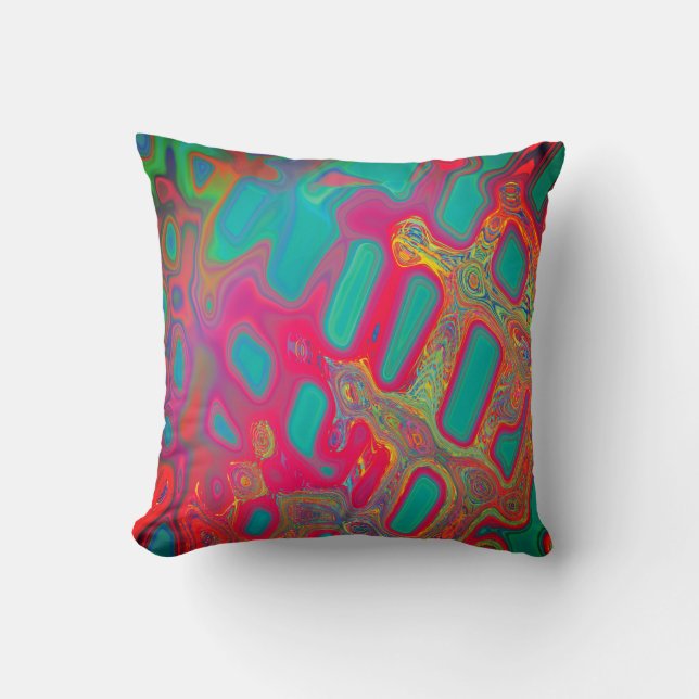 ABSTRACT LIQUID POURING ART HAND PAINTED  THROW PILLOW (Front)