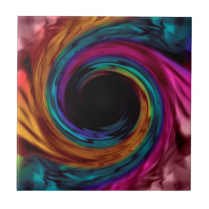 Abstract liquid swirl bright dark colors print ceramic tile