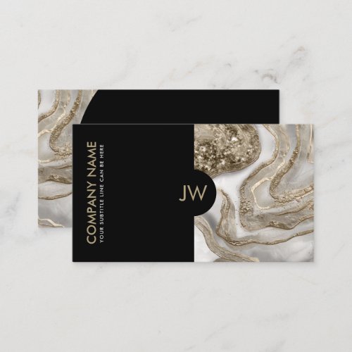 Abstract Liquid White Marble and gold Business Card