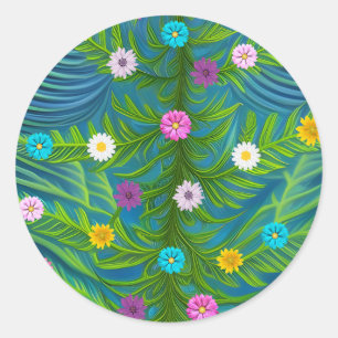 Abstract Little Daisy Garden Classic Round Sticker