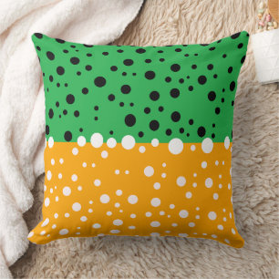 Abstract Lively Green and Orange Aesthetic Throw Pillow