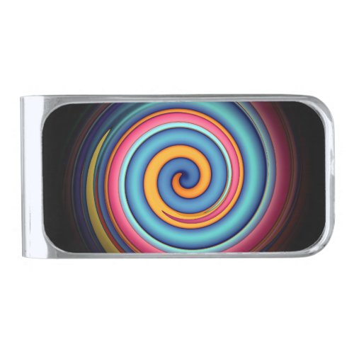 Abstract Lollipop  Silver Finish Money Clip