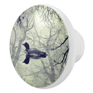 Abstract loon on a lake   drawer pull