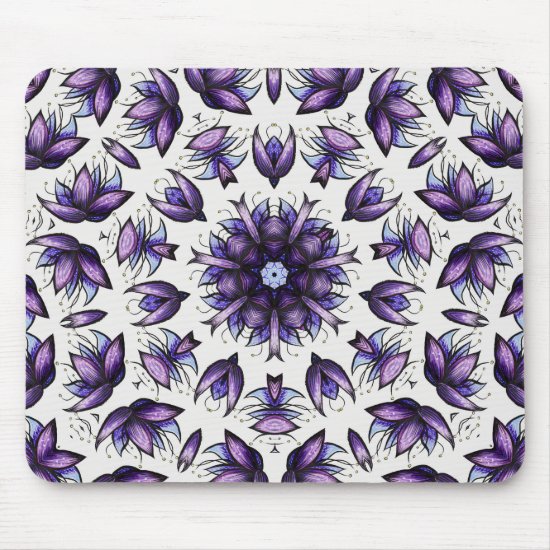 Abstract Lotus Flower Kaleidoscope Mandala Pattern Mouse Pad