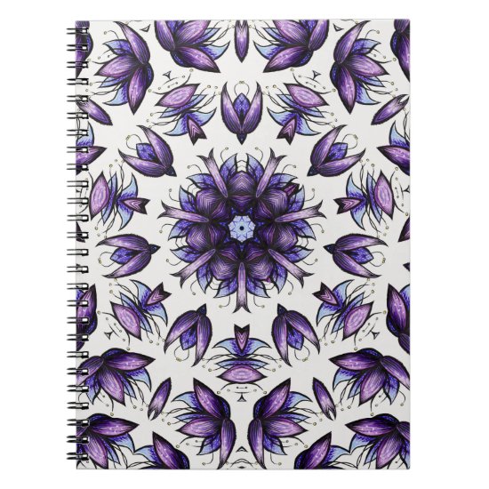 Abstract Lotus Flower Kaleidoscope Mandala Pattern Notebook