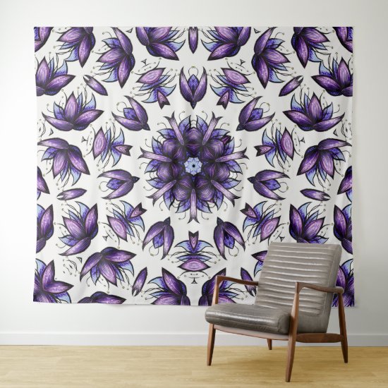Abstract Lotus Flower Kaleidoscope Mandala Pattern Tapestry