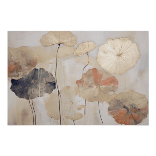 Abstract Lotus Leaves _ Wabisabi Aesthetic  Poster