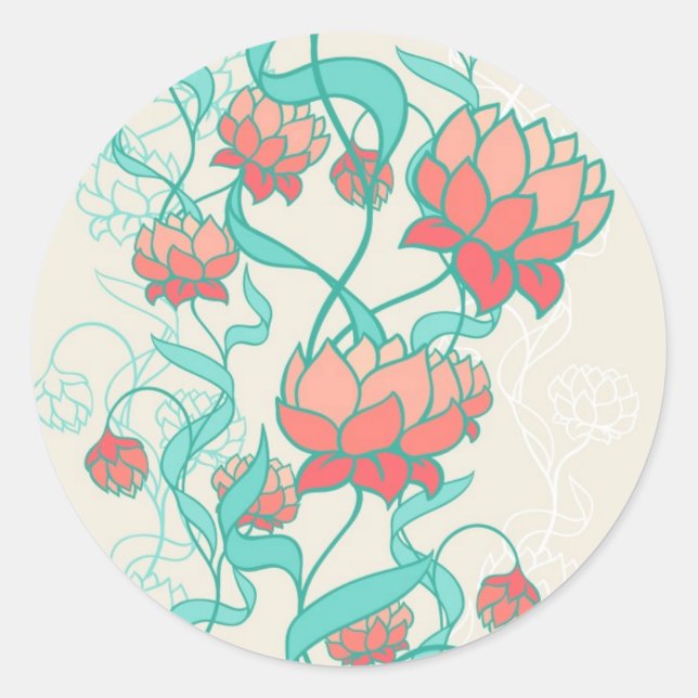 Abstract Lotus Pattern Classic Round Sticker (Front)