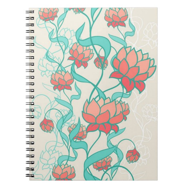 Abstract Lotus Pattern Notebook (Front)
