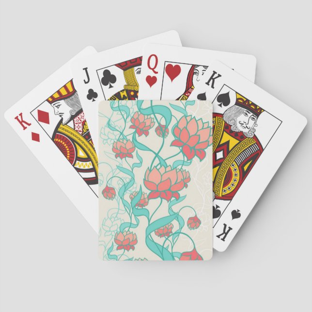 Abstract Lotus Pattern Poker Cards (Back)