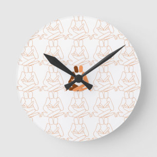 Abstract Love brown and tan outline Round Clock