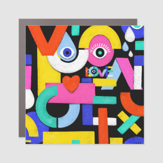Abstract love, eyes: colorful pattern car magnet