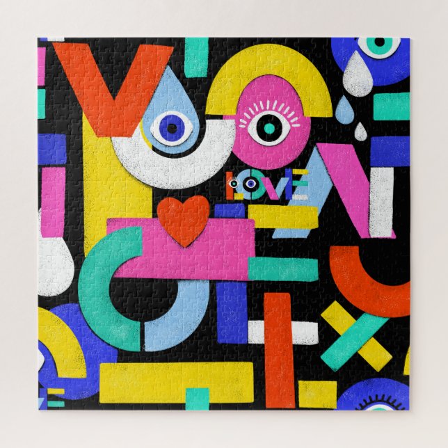 Abstract love, eyes: colorful pattern jigsaw puzzle (Vertical)