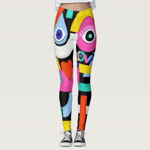 Abstract love, eyes: colorful pattern leggings