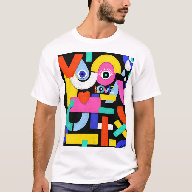 Abstract love, eyes: colorful pattern T-Shirt (Front)