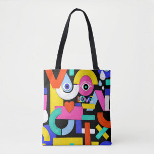 Abstract love, eyes: colorful pattern tote bag