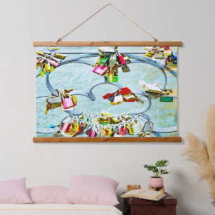 Abstract love locks, modern hanging tapestry