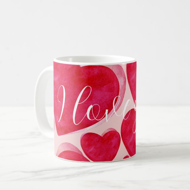 Abstract Love Mug - Handwritten I Love You  (Front Left)
