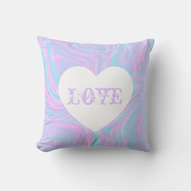 Abstract Love Valentines Pink White Heart Colorful Throw Pillow (Front)