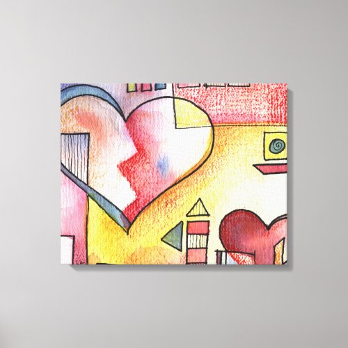 Abstract Love Watercolor painting on Canvas