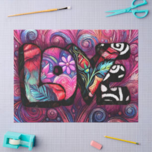 Abstract Love Word Graffiti Valentine Decoupage Tissue Paper