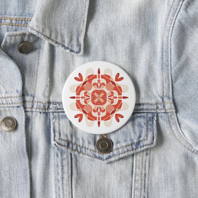 Abstract Lovely Red Mandala Button (In Situ)