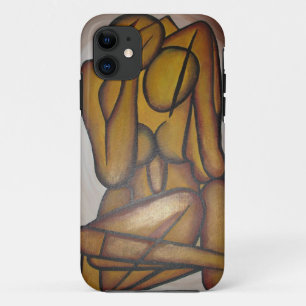 Abstract Lovers Contemporary Art In Ochre And Brow iPhone 11 Case