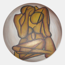 Abstract Lovers Contemporary Art In Ochre And Brow