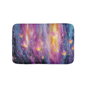 Abstract luminous floral explosion bath mat