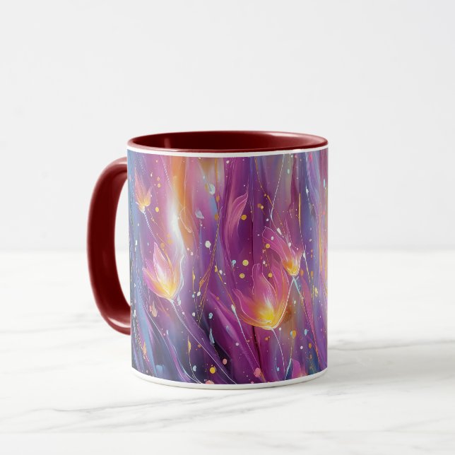 Abstract luminous floral explosion mug (Front Left)