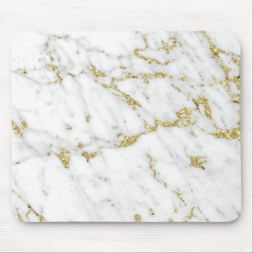 Abstract Lux Glam Gold White Gray Carrara Marble Mouse Pad