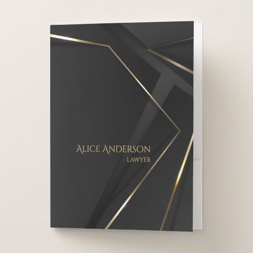 Abstract Luxury Black Gold Professional Office Pocket Folder