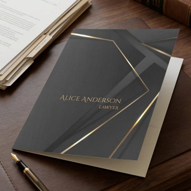 Abstract Luxury Black Gold Professional Office Pocket Folder (Creator Uploaded)