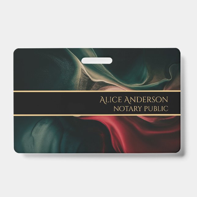 Abstract luxury black red green gold elegant glam badge (Front)