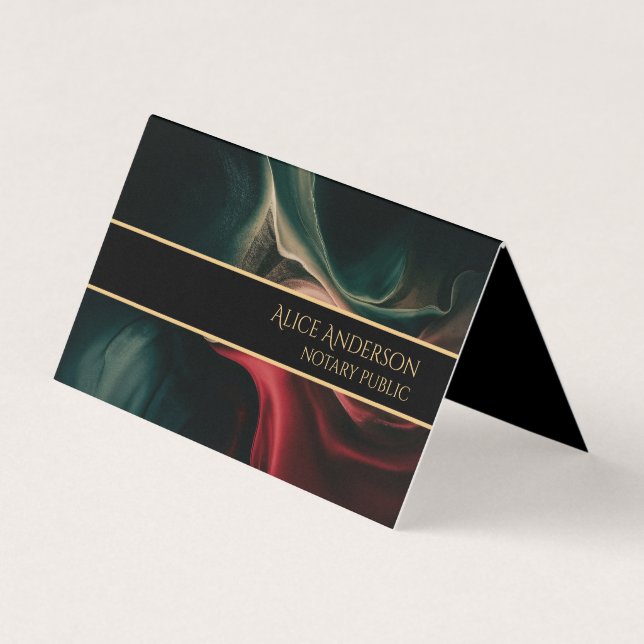 Abstract luxury black red green gold Two-Fold Business Card (Front)
