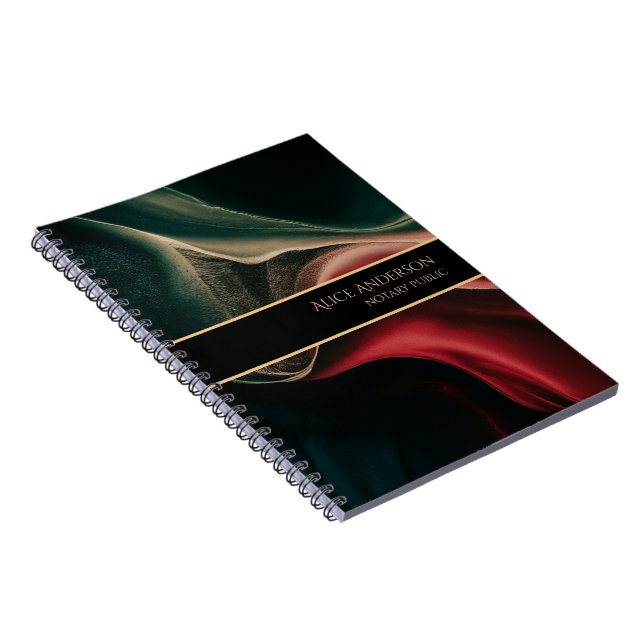 Abstract luxury deep black red green gold Office Notebook (Right Side)