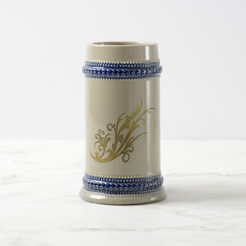 Abstract Luxury Faux Gold Flower Beer Stein