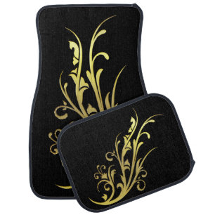Abstract Luxury Faux Gold Flower Car Mat