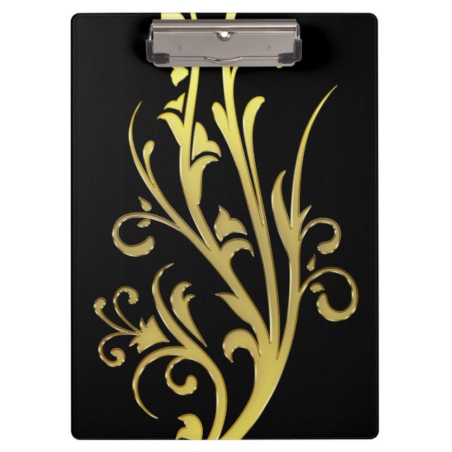 Abstract Luxury Faux Gold Flower Clipboard (Front)