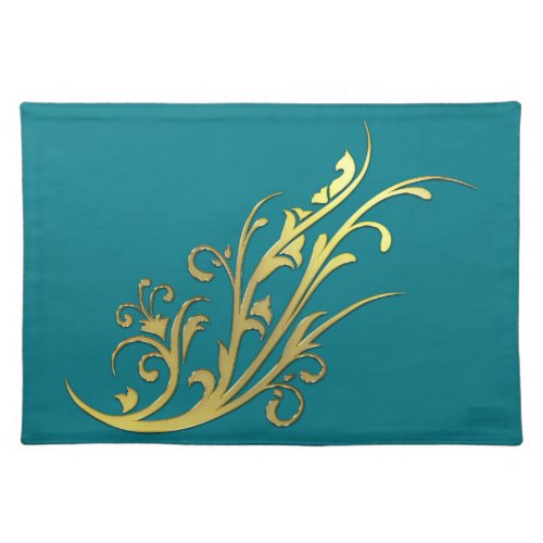 Abstract Luxury Faux Gold Flower Cloth Placemat