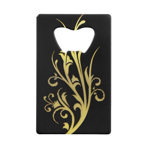 Abstract Luxury Faux Gold Flower Credit Card Bottle Opener